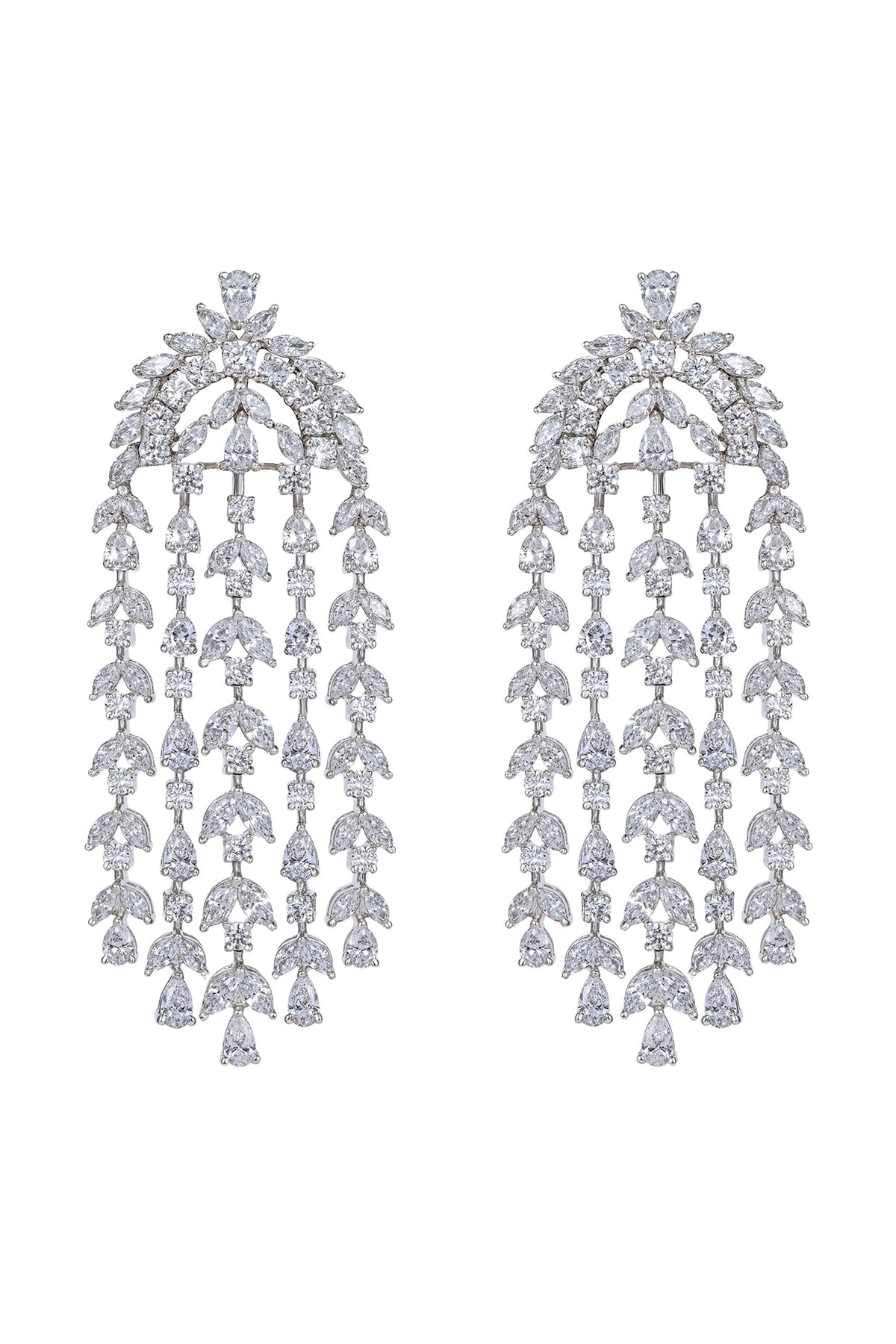 White Finish Swarovski Earrings In Sterling Silver