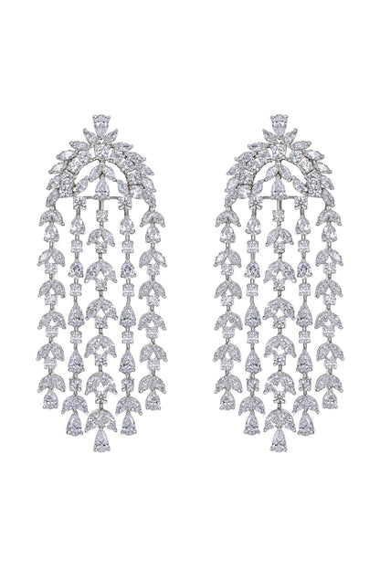 White Finish Swarovski Earrings In Sterling Silver