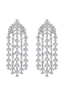 White Finish Swarovski Earrings In Sterling Silver