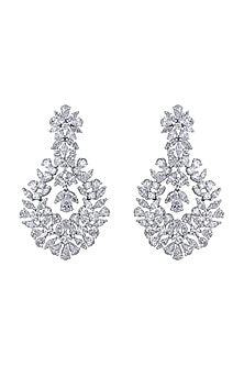 White Finish Zirconia Dangler Earrings In Sterling Silver