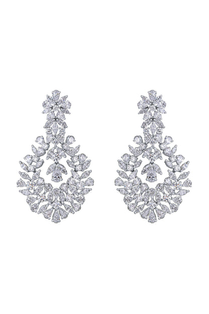 White Finish Zirconia Dangler Earrings In Sterling Silver