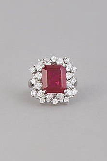 White Finish Zirconia Ring In Sterling Silver