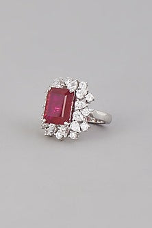 White Finish Zirconia Ring In Sterling Silver