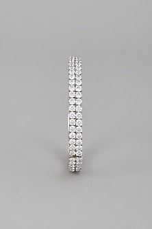 White Finish Zirconia Bangle In Sterling Silver
