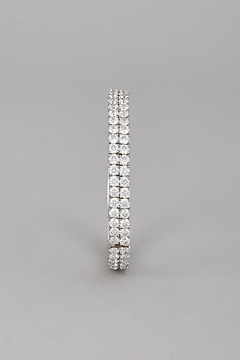 White Finish Zirconia Bangle In Sterling Silver