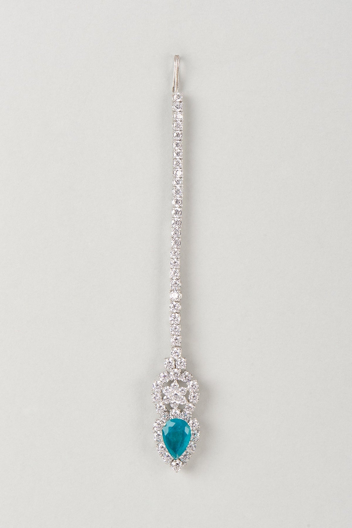 White Finish Zircon Maangtikka In Sterling Silver