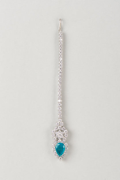 White Finish Zircon Maangtikka In Sterling Silver