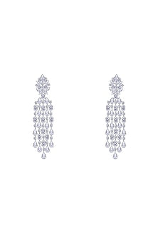 White Finish Swarovski Zirconia Dangler Earrings In Sterling Silver