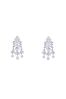 White Finish Swarovski Zirconia Dangler Earrings In Sterling Silver