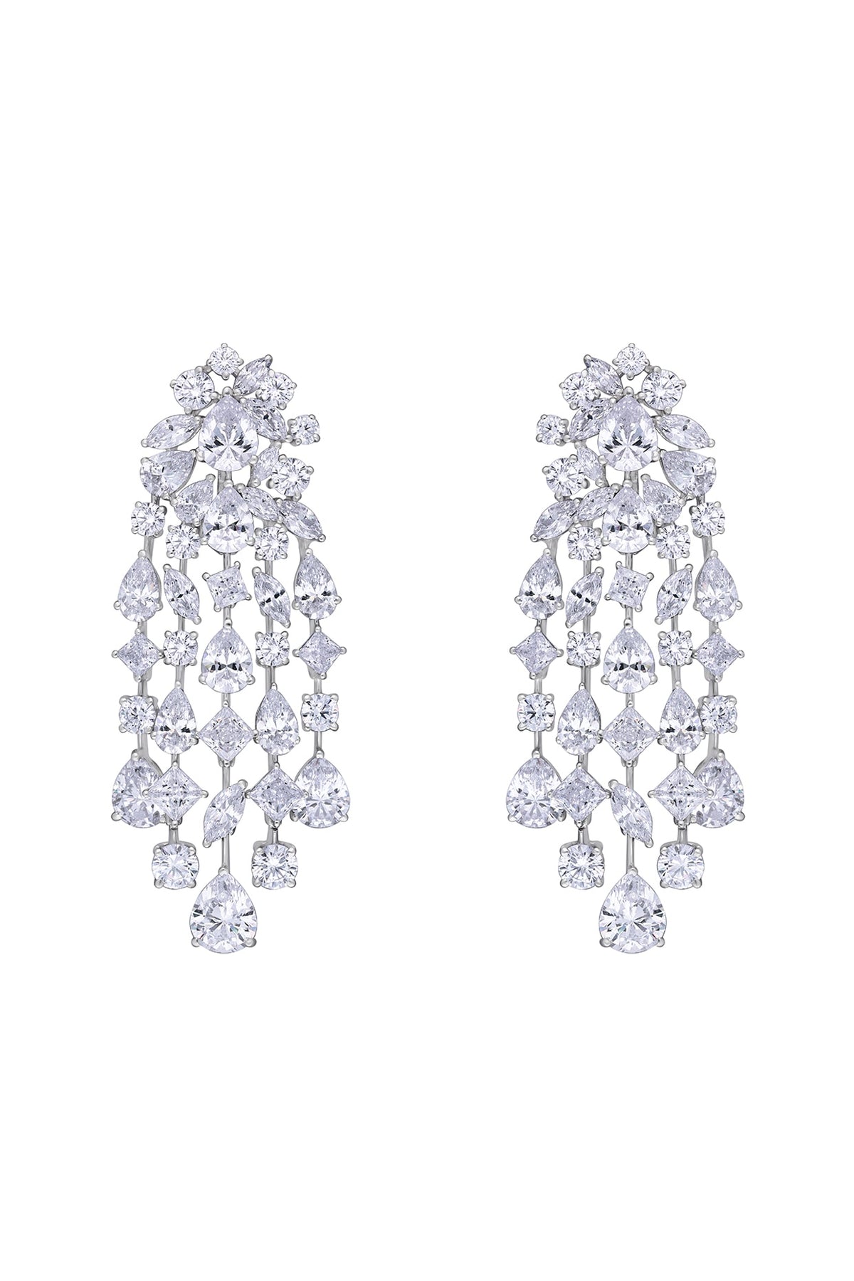 White Finish Swarovski Zirconia Dangler Earrings In Sterling Silver