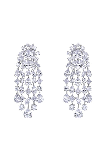 White Finish Swarovski Zirconia Dangler Earrings In Sterling Silver