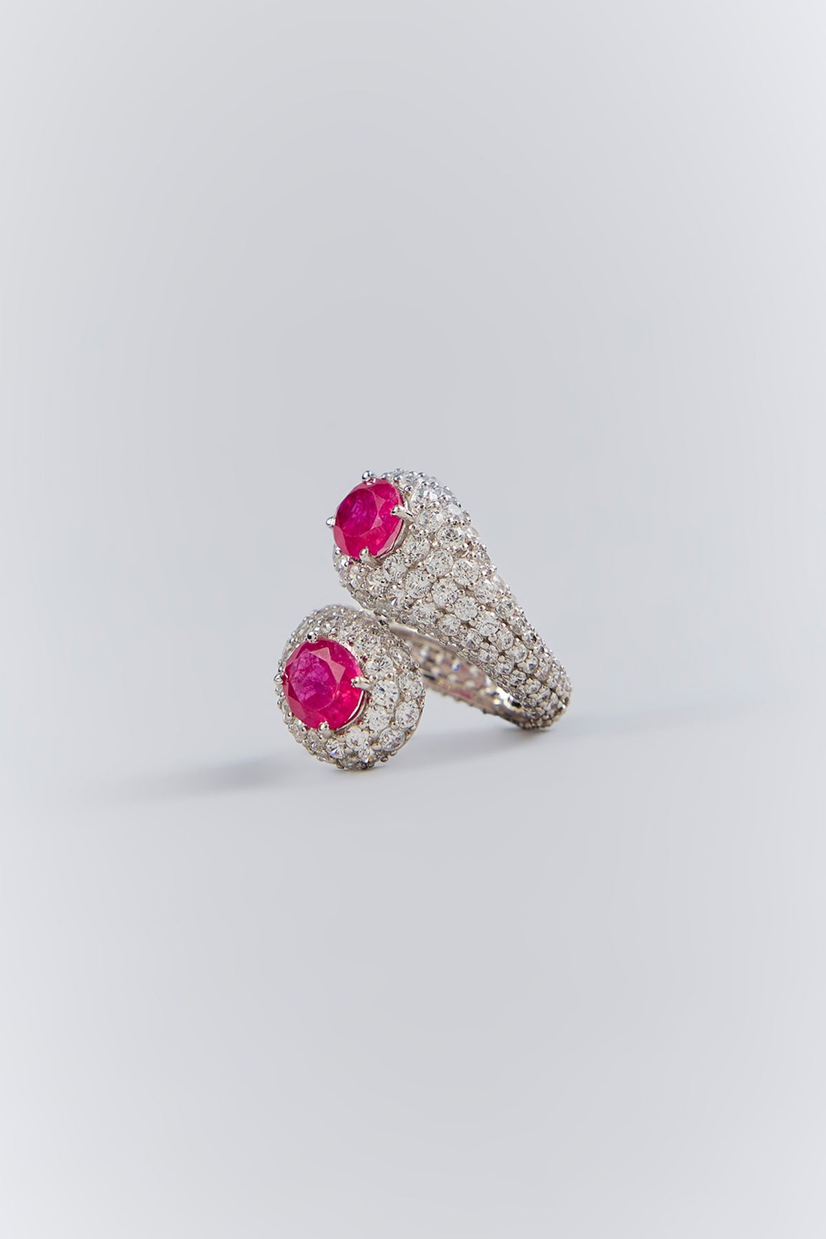 Silver Finish Red Stone Ring In Sterling Silver