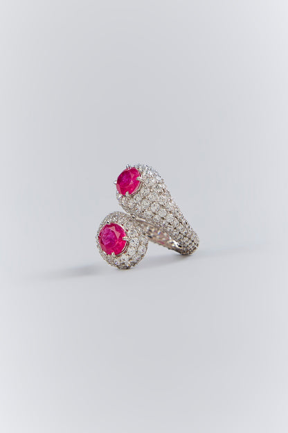 Silver Finish Red Stone Ring In Sterling Silver