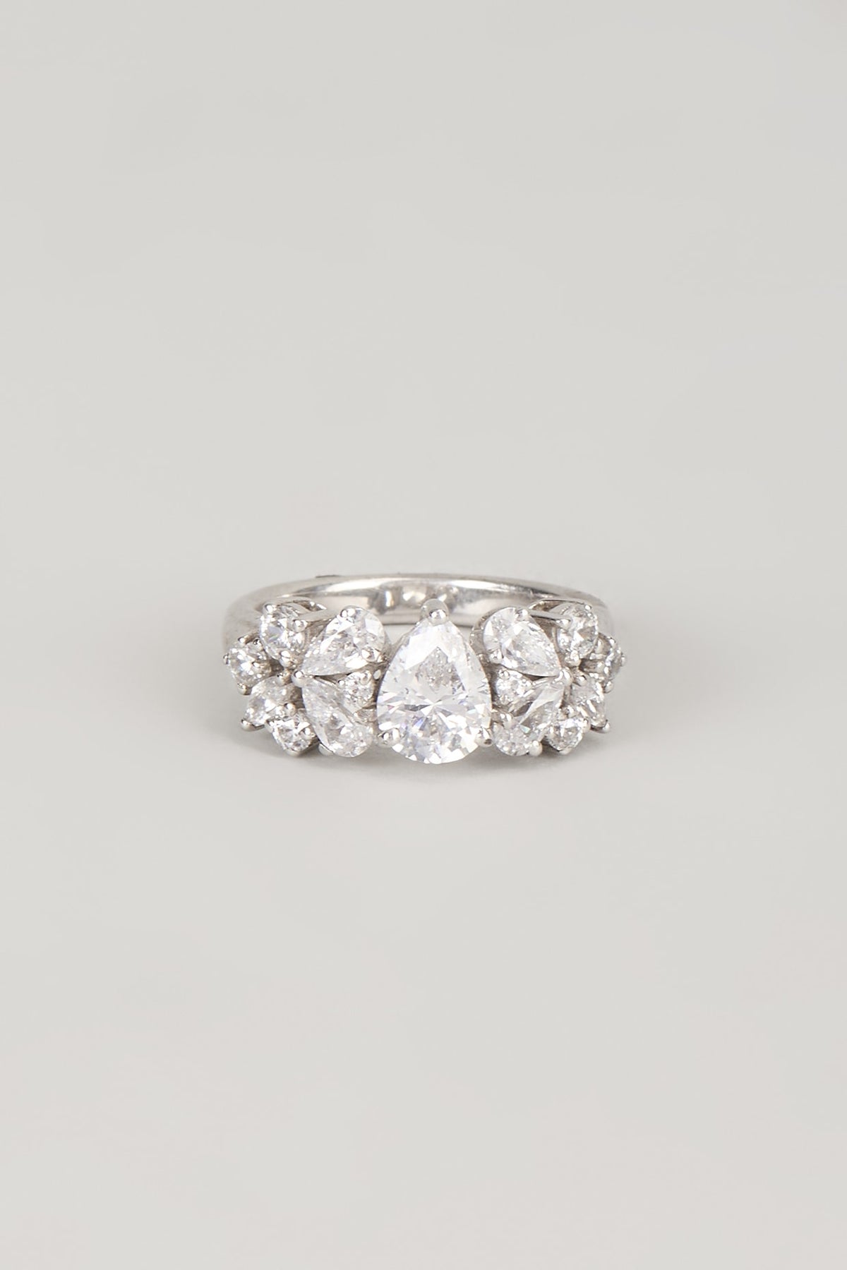 White Finish White Stone Ring In Sterling Silver