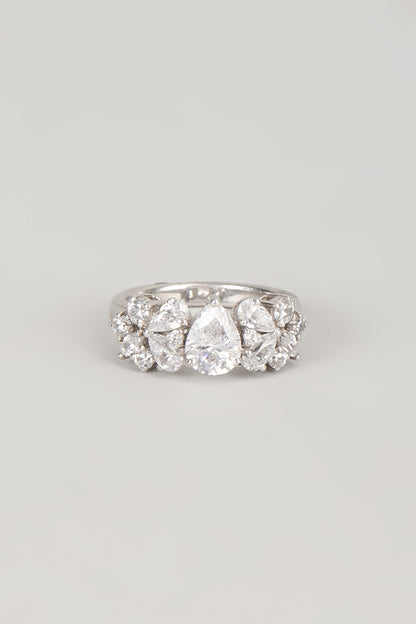 White Finish White Stone Ring In Sterling Silver