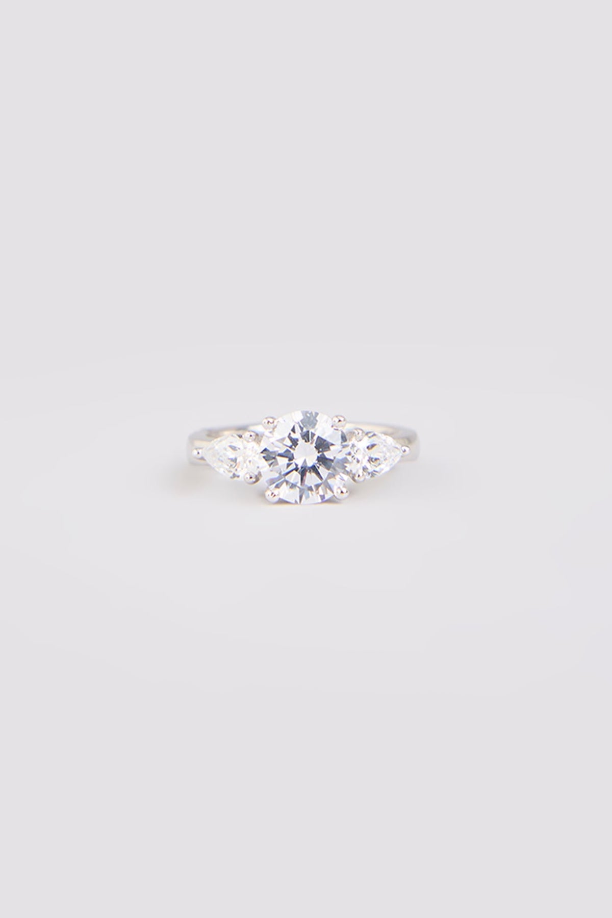 White Finish White Stone Ring In Sterling Silver