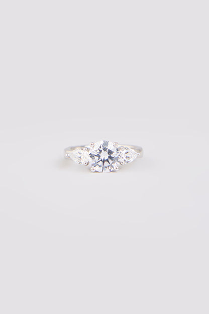 White Finish White Stone Ring In Sterling Silver