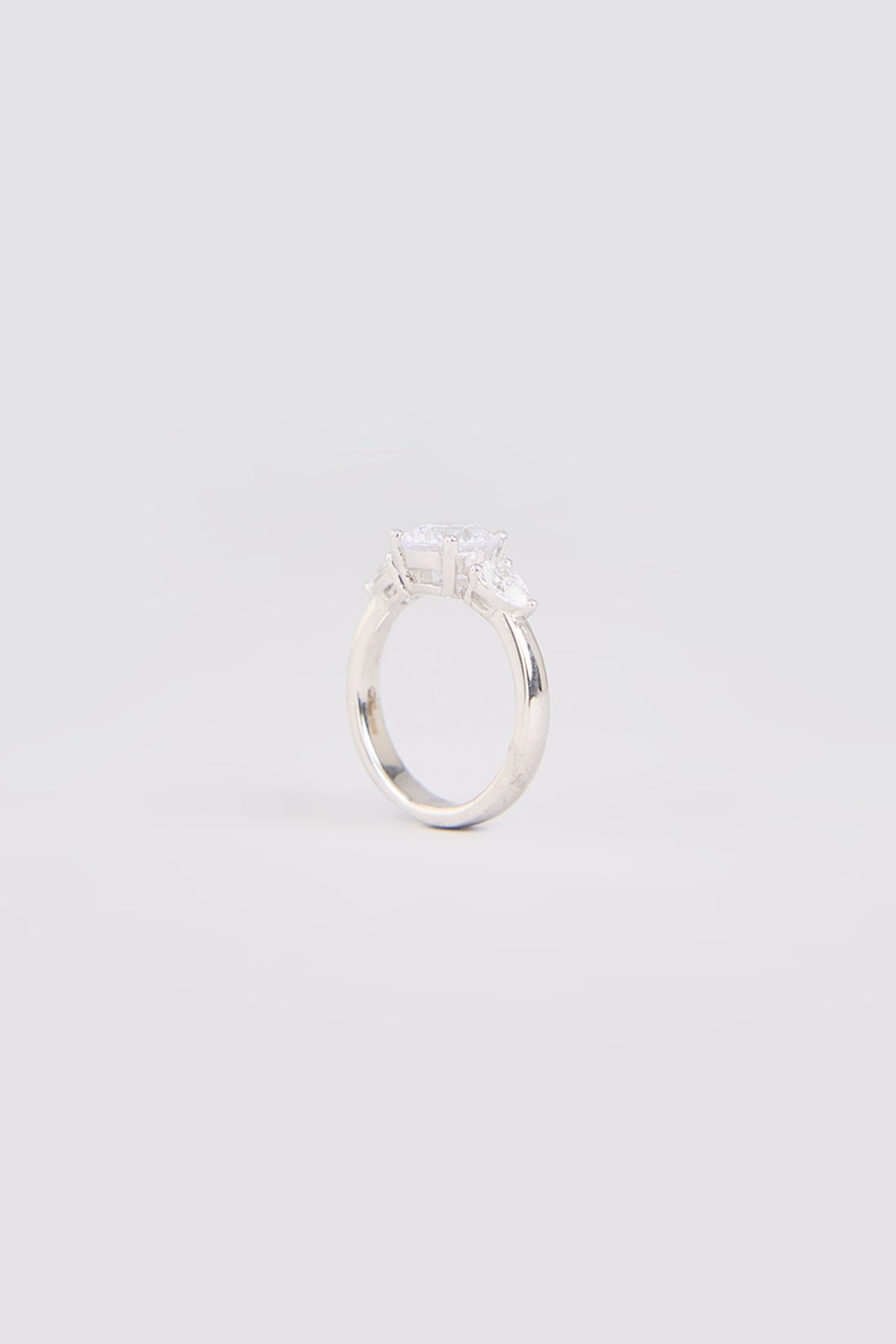 White Finish White Stone Ring In Sterling Silver