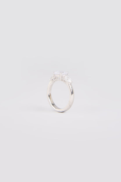 White Finish White Stone Ring In Sterling Silver