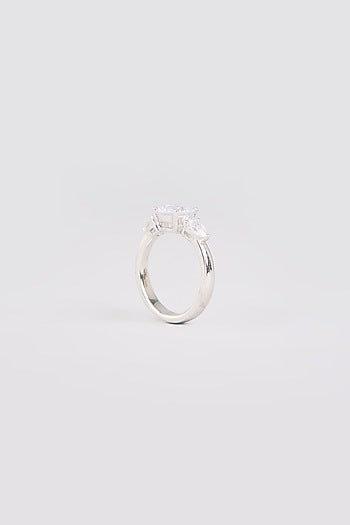 White Finish White Stone Ring In Sterling Silver