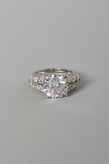 White Finish Swarovski Ring In Sterling Silver