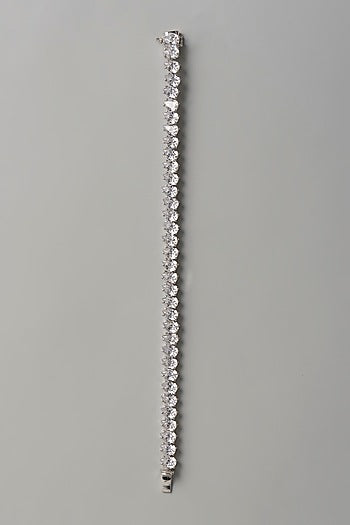 White Finish Swarovski Zirconia Bracelet In Sterling Silver