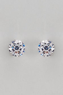 White Finish Swarovski Stud Earrings In Sterling Silver
