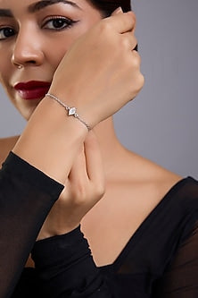 White Finish White Stone Bracelet In Sterling Silver