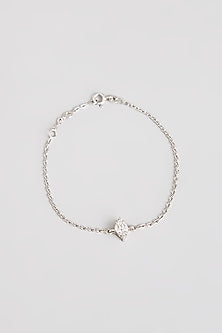 White Finish White Stone Bracelet In Sterling Silver