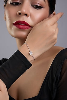 White Finish White Stone Bracelet In Sterling Silver