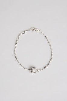 White Finish White Stone Bracelet In Sterling Silver