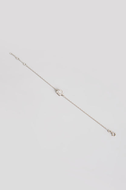 White Finish White Stone Bracelet In Sterling Silver