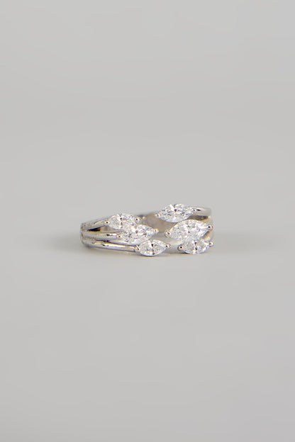 White Finish Zircon Ring In Sterling Silver
