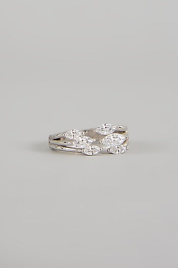 White Finish Zircon Ring In Sterling Silver