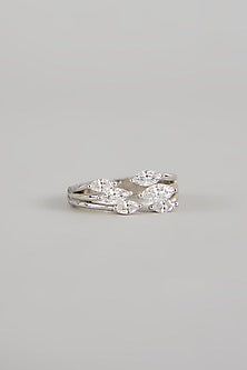 White Finish Zircon Ring In Sterling Silver