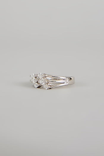 White Finish Zircon Ring In Sterling Silver