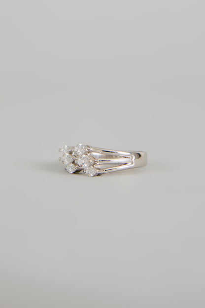 White Finish Zircon Ring In Sterling Silver