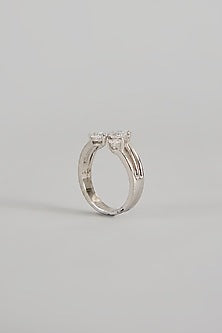 White Finish Zircon Ring In Sterling Silver