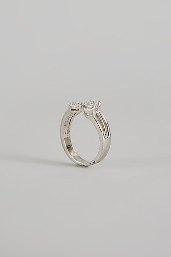 White Finish Zircon Ring In Sterling Silver