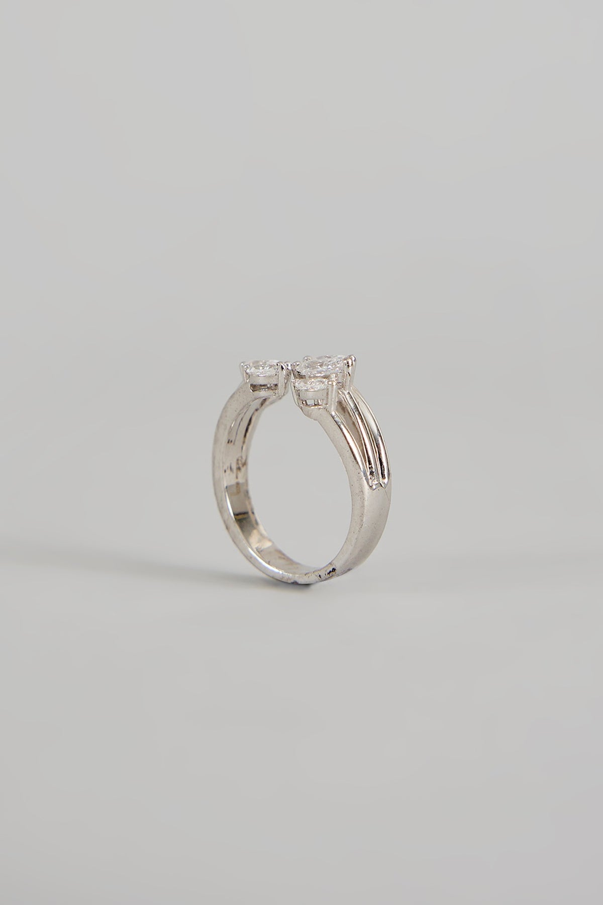 White Finish Zircon Ring In Sterling Silver