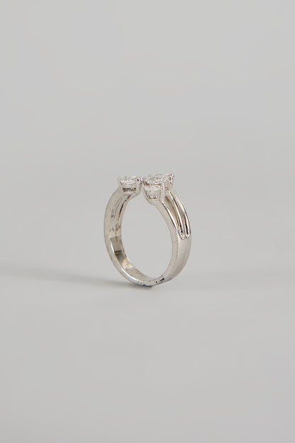 White Finish Zircon Ring In Sterling Silver