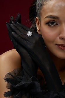 White Finish Swarovski Zircon Ring In Sterling Silver
