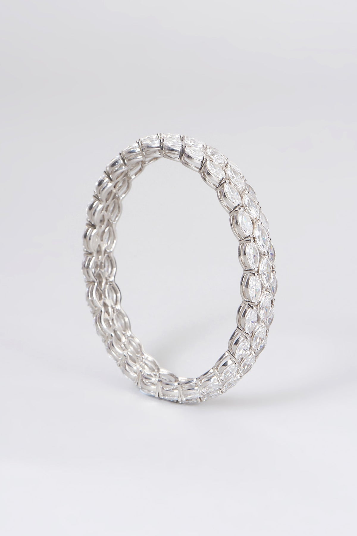 White Rhodium Finish Bangle In Sterling Silver