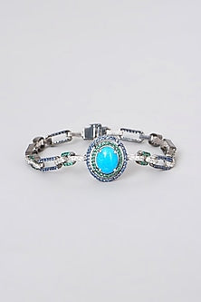 Black Rhodium Finish Cuff Bracelet In Sterling Silver