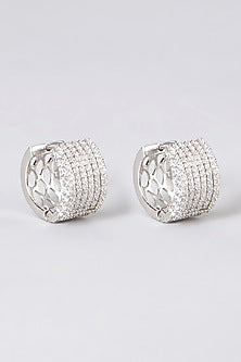 White Rhodium Finish Earrings In Sterling Silver