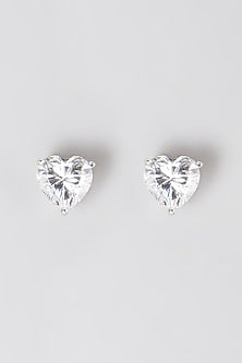 White Rhodium Finish Zirconia Earrings In 92.5 Sterling Silver