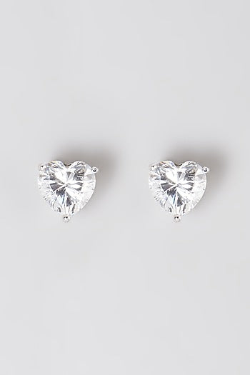 White Rhodium Finish Zirconia Earrings In 92.5 Sterling Silver