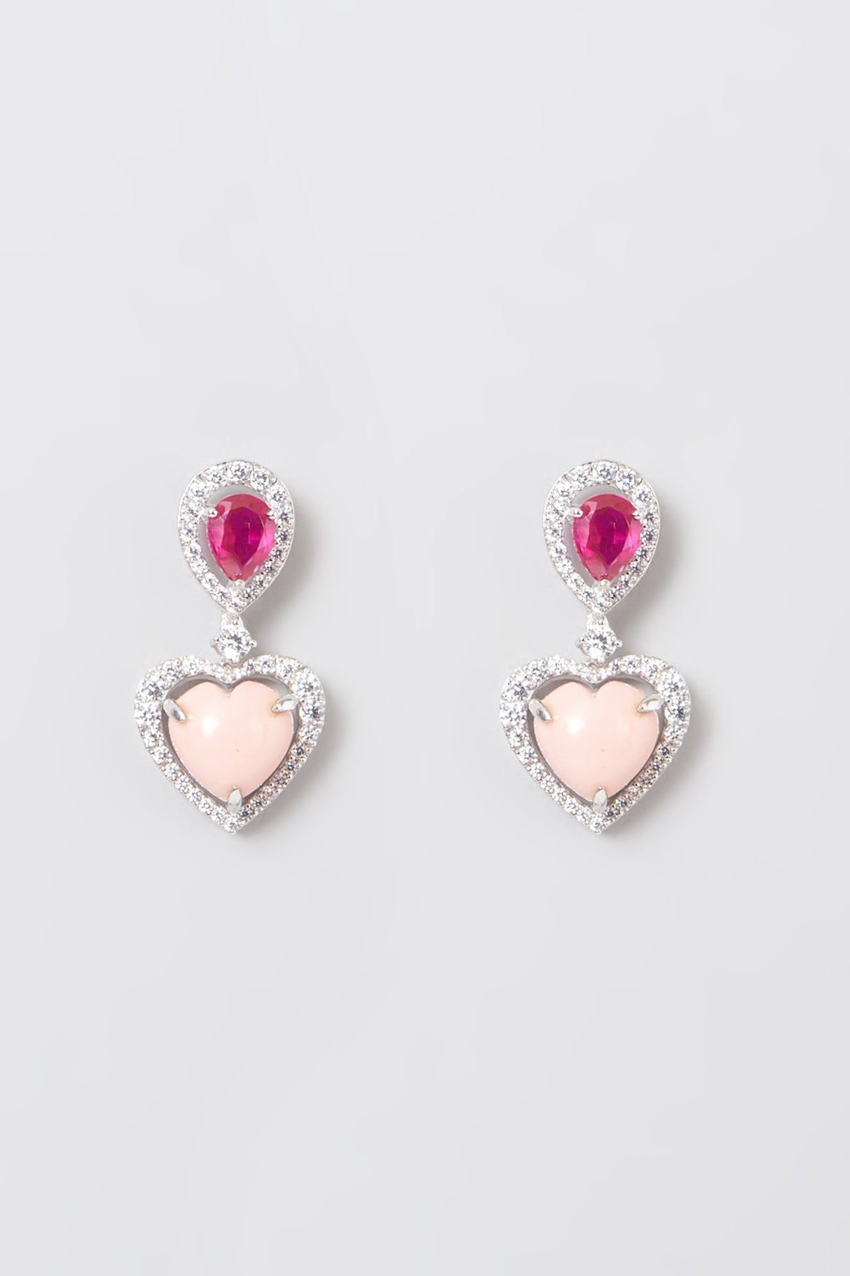 White Rhodium Finish Multi Colored Swarovski Zircons Earrings In 92.5 Sterling Silver