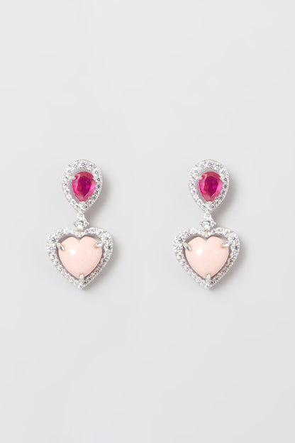White Rhodium Finish Multi Colored Swarovski Zircons Earrings In 92.5 Sterling Silver