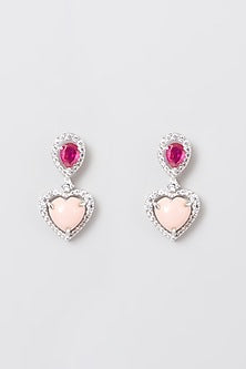 White Rhodium Finish Multi Colored Swarovski Zircons Earrings In 92.5 Sterling Silver